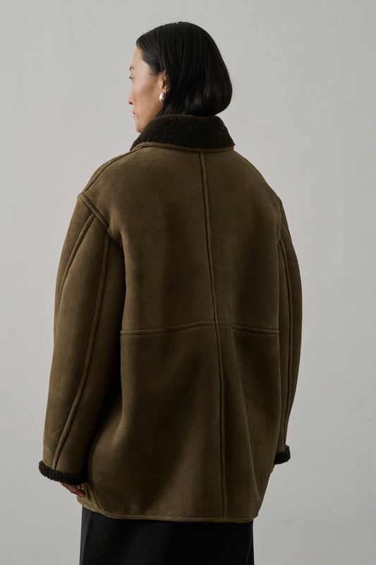 Manteau Breda - Taupe/Gris Foncé - Cuir - Femme