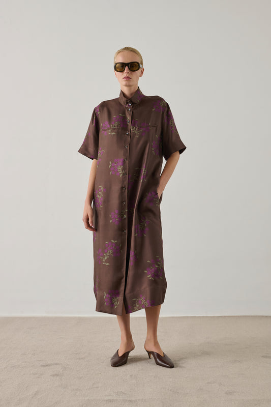 Robe Witty - Marron/Violet - Soie - Femme