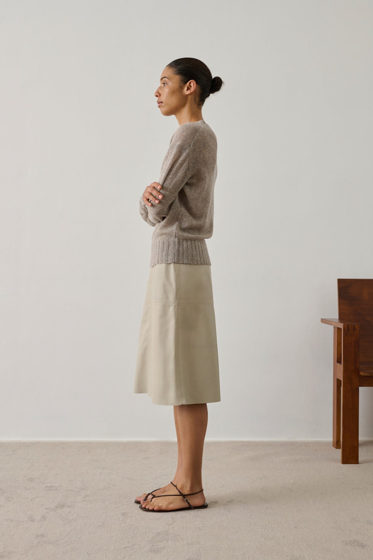 Jupe Gwen - Mastic - Cuir - Femme vue 2